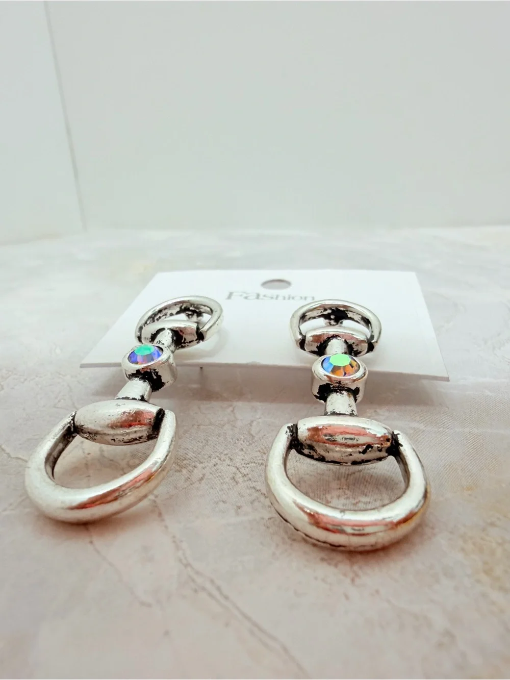 Silver Dangle Horsebit Earrings - Women Jewelry